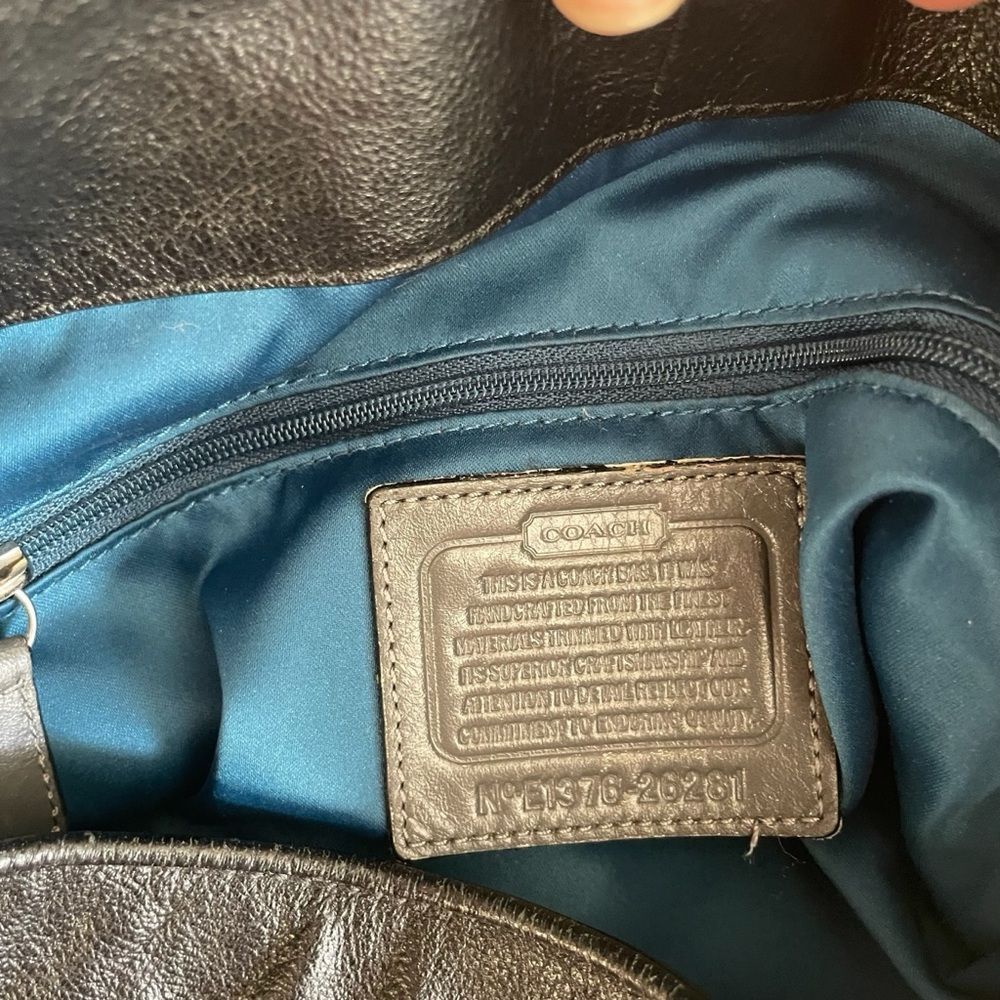 COACH Black Bag Madison 25637 Op Art Sateen Phoebe Shoulder Hobo Handbag Purse - Picture 12 of 13